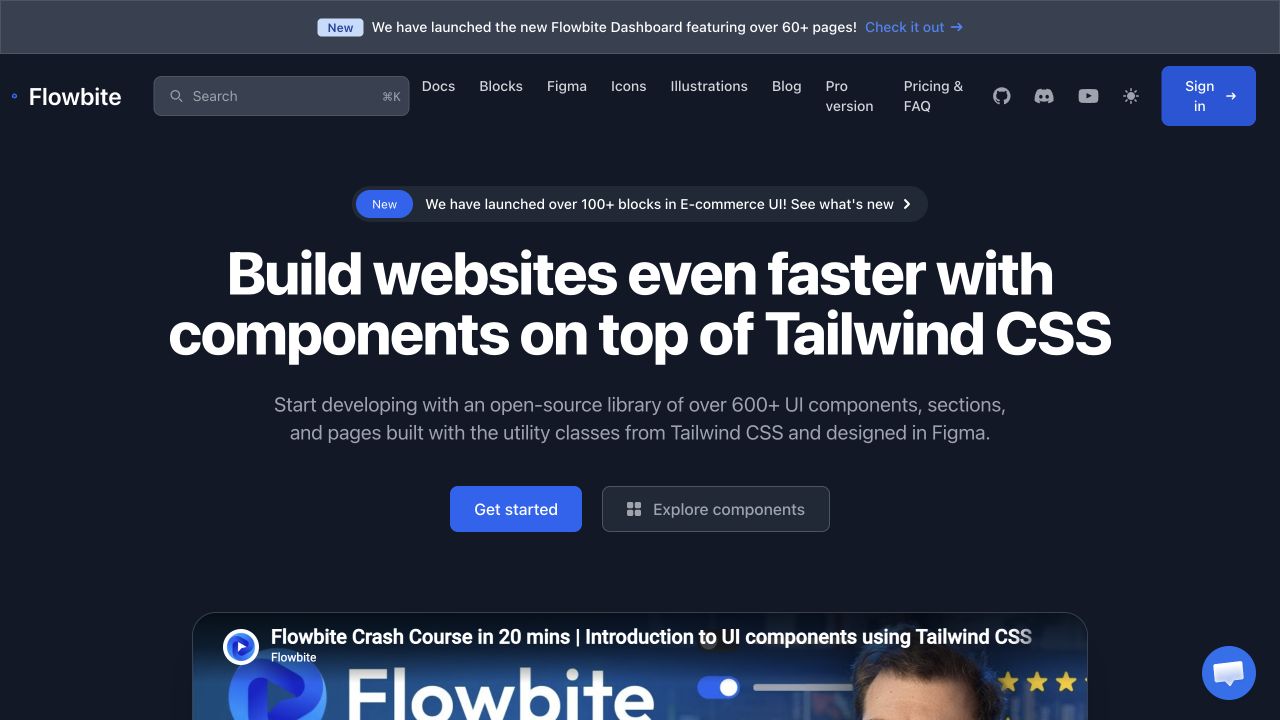 Flowbite Pro front page
