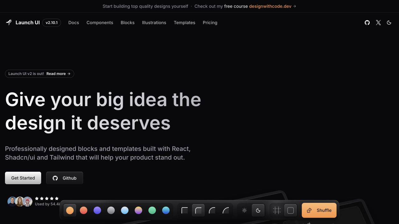 Launch UI Pro front page