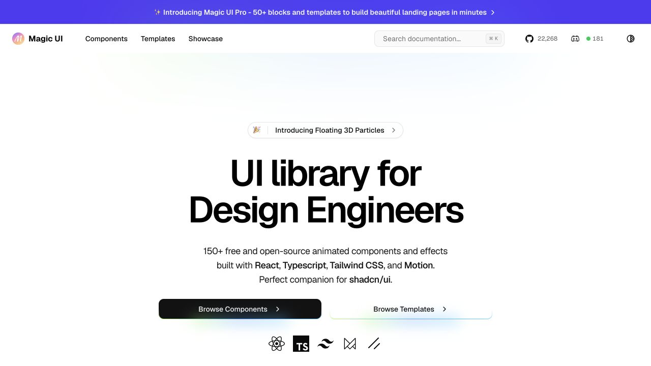 Magic UI Pro front page
