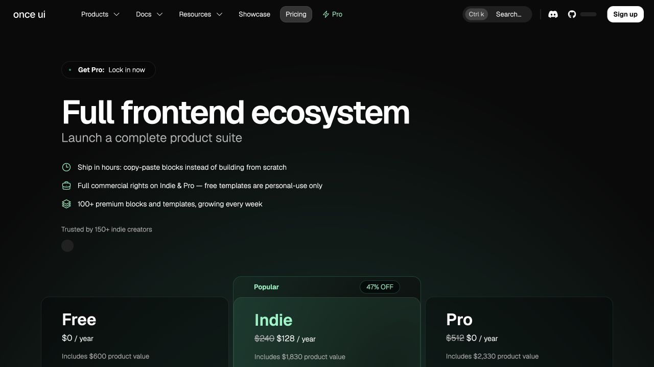 Once UI front page