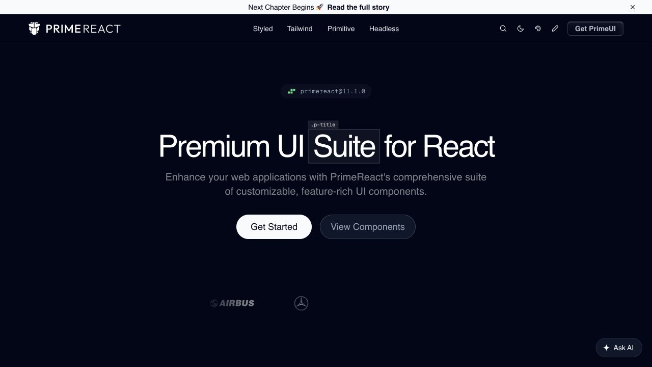 PrimeReact / PrimeUI front page