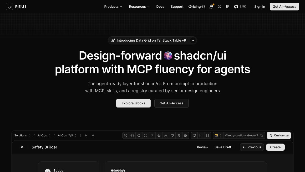 ReUI Pro front page
