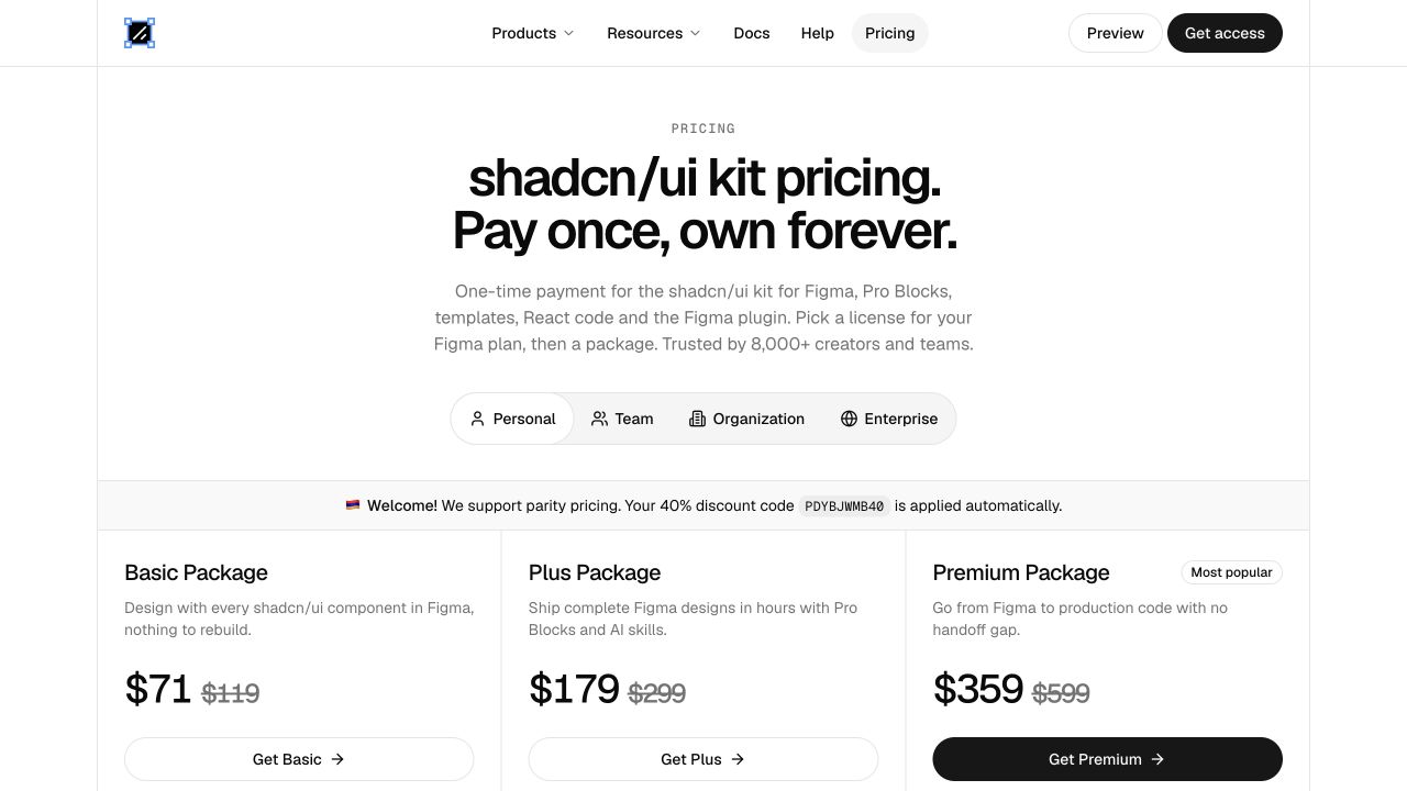 shadcndesign front page