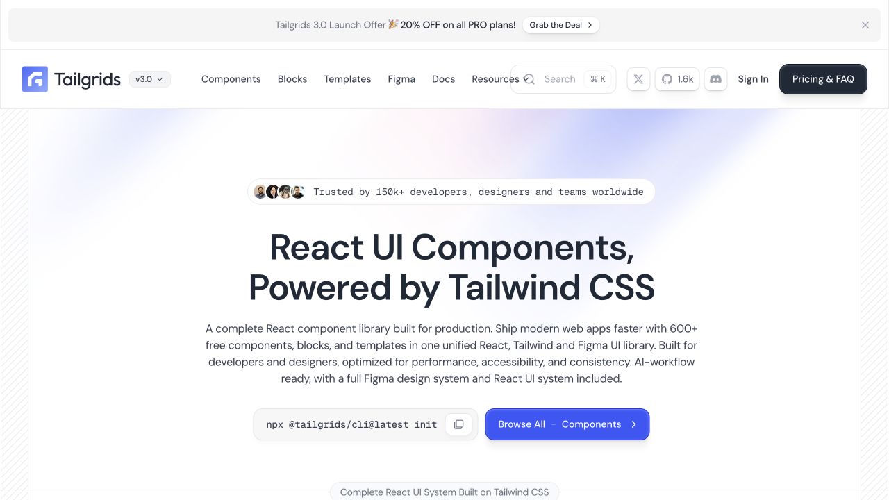 TailGrids front page
